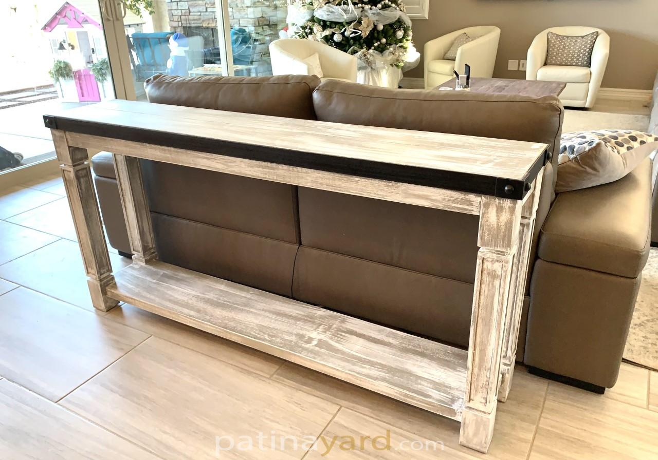 weathered wood sofa table