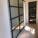 Contemporary Steel and Satin Glass Panels