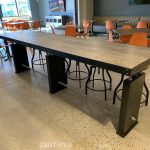 Industrial Metal and Veneer Table