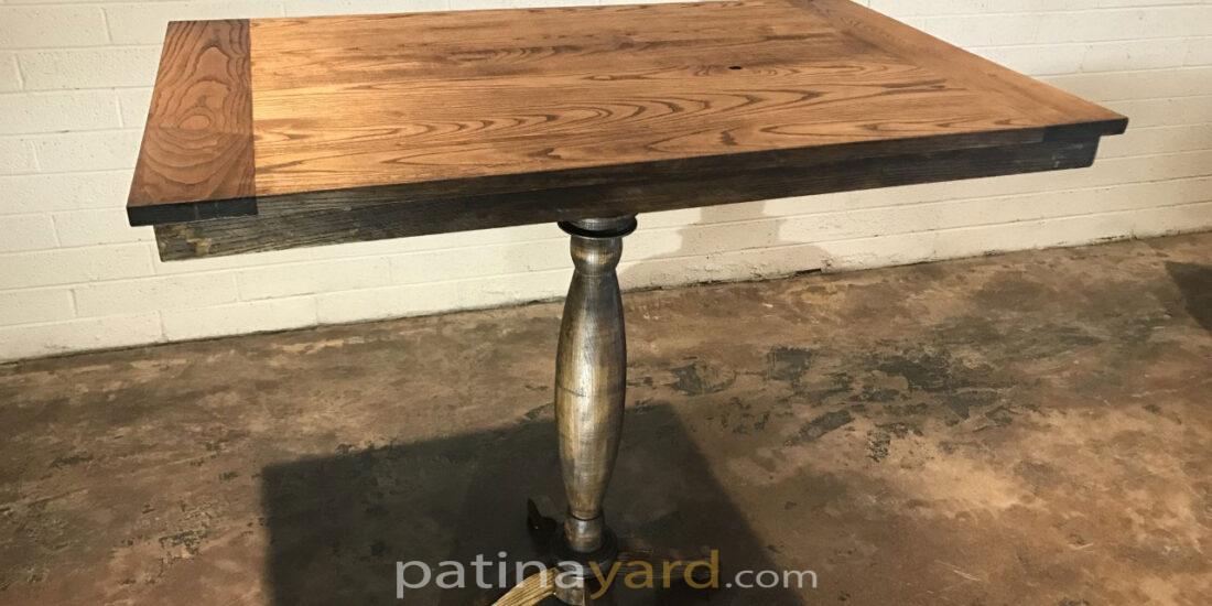 wood pedestal bistro table