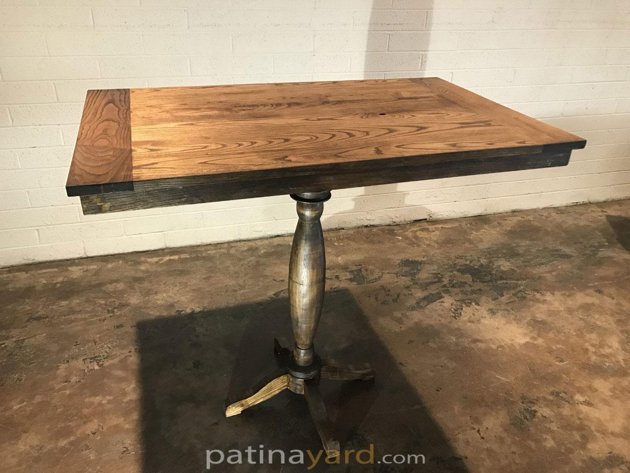 wood pedestal bistro table
