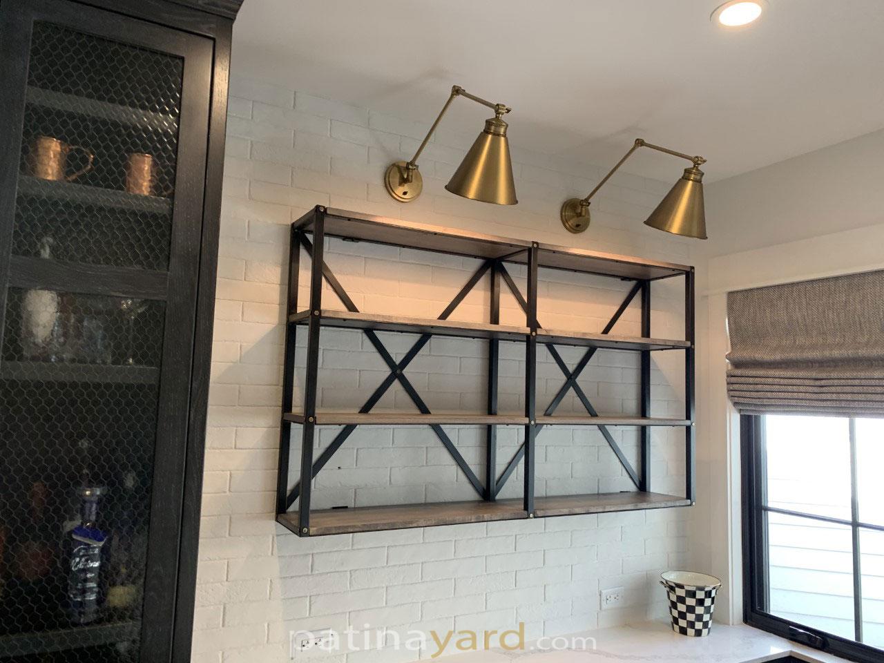 metal and wood wall shelf