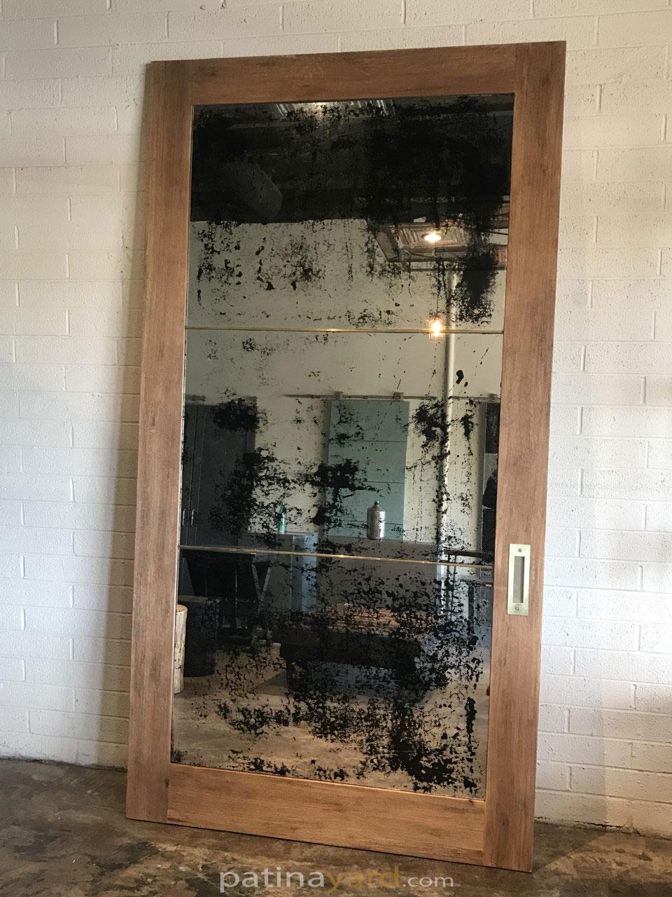 rift sawn oak and antique mirror barn door