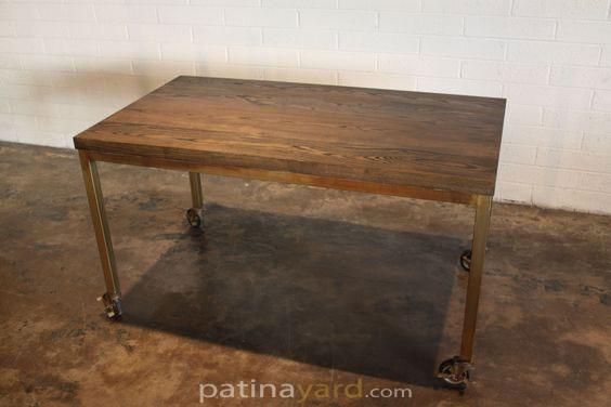 small wood and metal table