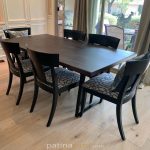 Mahogany Table with Tapered Metal Legs
