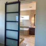 Contemporary Steel and Satin Glass Barn Door