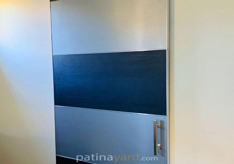 laminate modern barn door with stainless