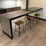 Custom Waterfall Veneer and Patina Metal Table