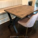 Maple Dining Table with X Metal Base