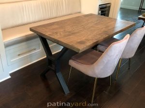 x metal base with maple top