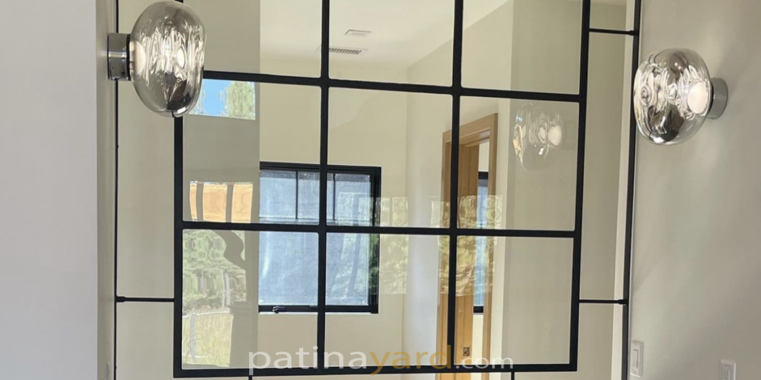 Interior Metal and Glass Window Feature