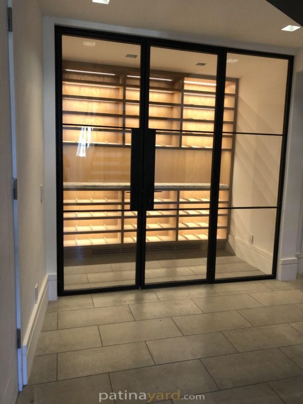Custom Built Wine Room Enclosure Wine room metal and glass doors