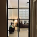 Contemporary Hinged Metal and Glass Doors