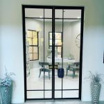 Contemporary Modern Metal and Glass Hinged Doors