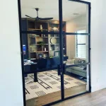 Custom Hinged Contemporary Steel and Glass Doors