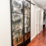 Double Antique Mirror and Metal Barn Doors