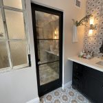 Hinged Antique Mirror and Metal Door