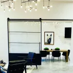 Large Metal and Glass Sliding Barn Door