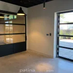 Oversized Metal and Glass Barn Door