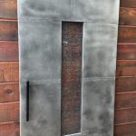 Zinc Barn Door with Specialty Glass Inset