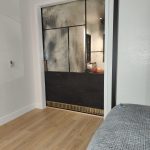 Handcrafted Antique Mirror and Metal Panel Barn Door