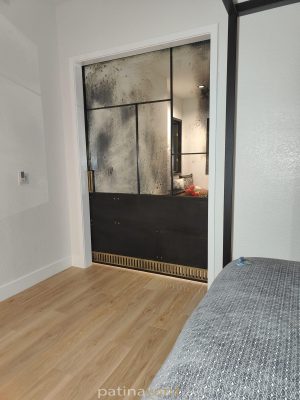 Antique and metal barn door Handcrafted antique mirror and metal panel barn door