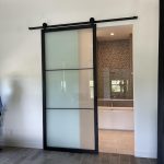 Metal and Satin Glass Barn Door