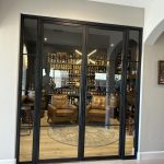 Whiskey Room Hinged Metal and Glass Doors