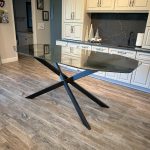 Antique Table Top with Metal X Base
