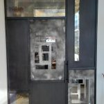 Patina Steel and Antique Mirror Random Pattern Barn Door