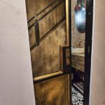 Brass and Patina Metal Pocket Door