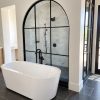 Arch shower metal and glass shower window