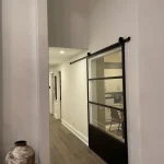 3 Panel Glass and Metal Barn Door