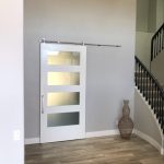 4 Panel Satin Glass and Shaker Style Barn Door