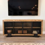 Ash Wood and Metal Credenza