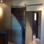 Artistic Metal and Satin Glass Barn Door