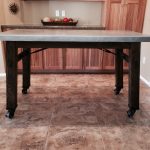 Zinc Table with Wood Legs and Casters