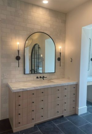 Arched Metal Bathroom Mirror custom built arch mirror in master bath