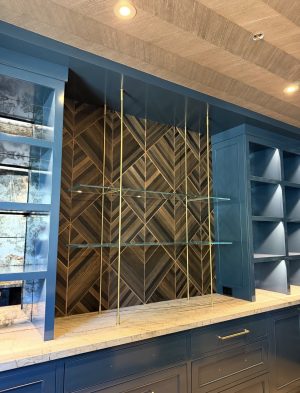 bar brass and glass shelves