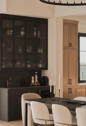 upper steel cabinets with reeded glass panels