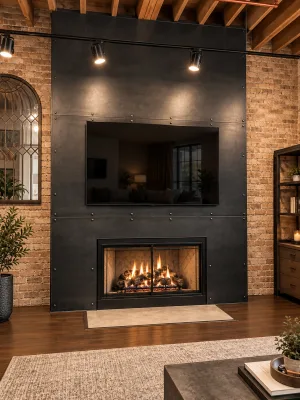 metal panel fireplace rivets