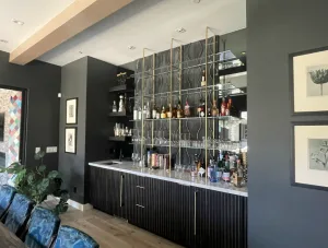 Ceiling to Counter Brass Bistro with 4 Shelves ceiling to counter brass bistro with 4 clear shelves