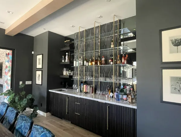 Ceiling to Counter Brass Bistro with 4 Shelves ceiling to counter brass bistro with 4 clear shelves