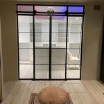 Closet Metal and Glass Barn Doors with Sidelights
