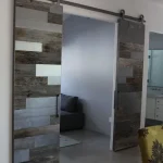 Contemporary Reclaimed Wood and Satin Steel Barn Doors