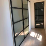 Contemporary Steel and Satin Glass Panels