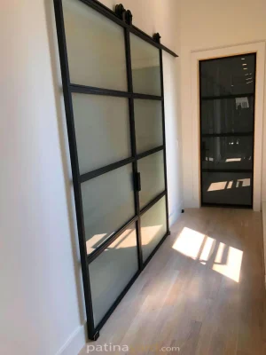 metal and satin lites double doors