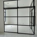Corner Metal and Glass Barn Doors