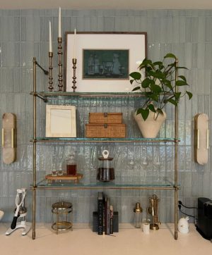 Counter Brass Bistro Shelf countertop brass bistro unit with glass shelves