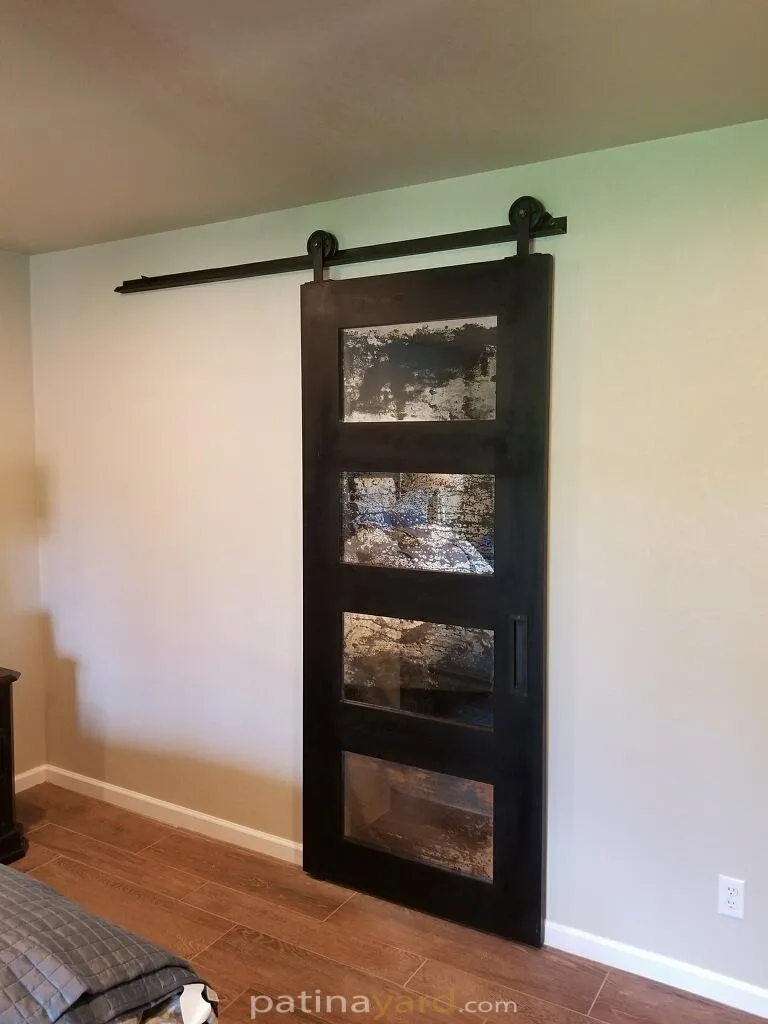 Charred wood antique mirror barn doors